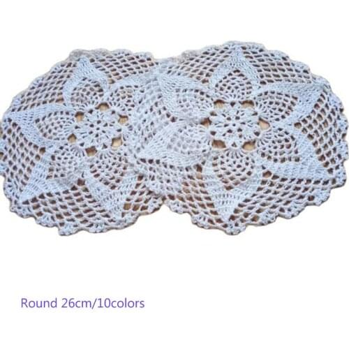 Luxury lace cotton table place mat crochet coffee round placemat pad Christmas drink coaster cup mug tea dining doily kitchen