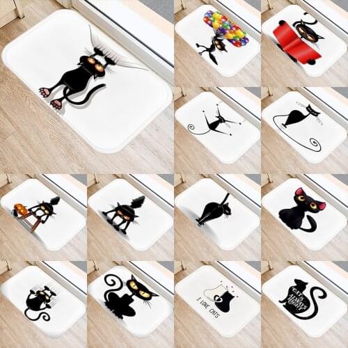 Cute Cat Printed Kitchen Entrance Door Mat 40*60cm Coral Velvet Carpet Doormat Colorful Indoor Floor Mats Anti-Slip Rug 48077