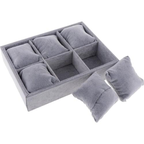 Gray Velvet Jewelry Display Trays Bangle Bracelet Watch Jewelry Holder Case