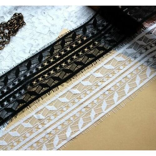 Wide 8CM New Straight Edge Needs Eyelash Lace Embroidery DIY Sewing Accessories Collar Decorative Fabric 6M/pack