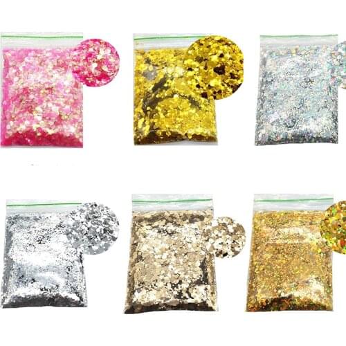 Mixed Size (1mm,2mm,3mm) Nail Art Glitter Chunky Sequin Holographic Flake 50g/bag Sequin Sparkly Makeup Spangle Holo Sequin Nail