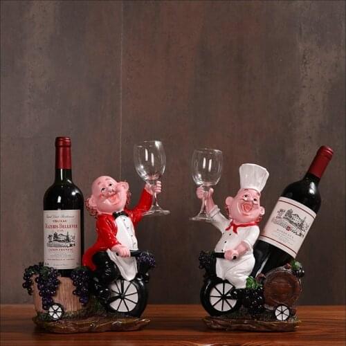Chef Wine Rack Wine Holder Shelf Resin Practical Sculpture Wine stand Home Decoration Interior Crafts Christmas Gift