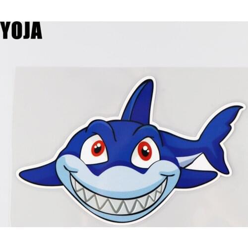 YOJA 17X10.9CM Funny Shark Vinyl Car Sticker Decal Cartoon Marine Animal Art Pattern 19A-0067