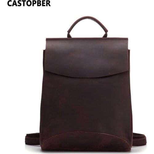 Vintage Crazy Horse Leather Backpack Cow Genuine Leather Backpacks For Men Retro Daypack Working With Zipper Pocket Quality