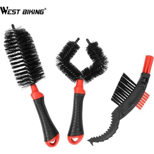 WEST BIKING 3pcs Cycling Cleaning Kit Motorcycle Mountain Bike Chain Cleaner Scrubber Tire Rim Gear Hub Brush Outdoor Wash Tool