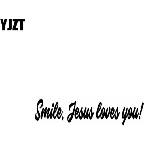 YJZT 17.8CM*4.4CM Smiee Jesus Eoves You Vinyl Car Motorcycle Sticker Decals Black/Silver C13-000235