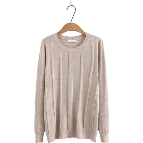 Plus size O neck women loose knitted sweaters 2021 new winter casual ladies solid pink khaki black sweater female pullovers tops
