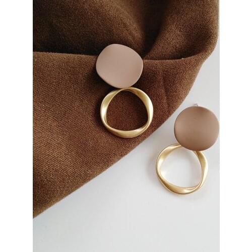 Autumn Winter New Brown Earrings Vintage Matte drop Earrings for women Metal Fashion Statement Dangle Earring 2020 Trend Jewelry