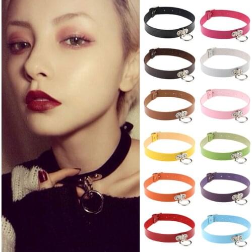 Choker New Rock Hip-Pop Collar Punk Goth Rivet Choker Vintage Leather Necklace Choker Women Black Gothic Collar
