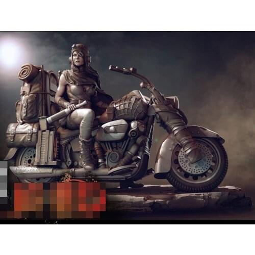 1/24 75mm Resin Model figure GK Road Girl Rat Bike Unassembled and unpainted kit