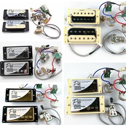 1Set ProBucker Alnico Pickups with Pro Wiring Harness Pots&3 Way Switches 5 Colour