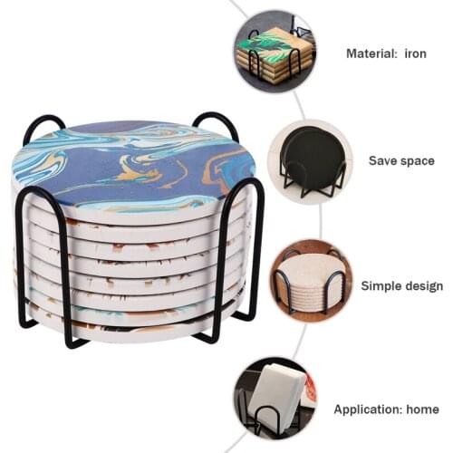 1 Set Of Creative Coasters, Round Wooden Coasters And Racks, Household DIY Tableware Decorations, Durable Coasters Decoration