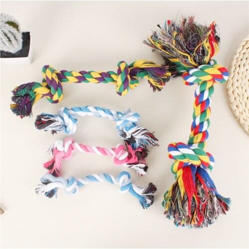 1 Pcs Dog Bite Rope Toys Pets Dogs Supplies Pet Dog Puppy Cotton Chew Knot Toy Durable Braided Bone Rope Funny Tool Random Color