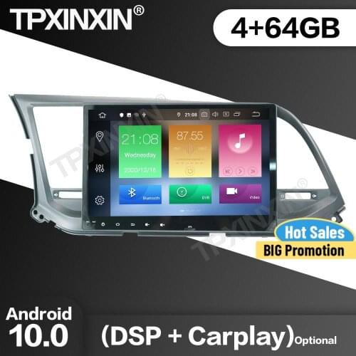 4+64G Car Radio 2 Din Stereo Receiver Android10 For Hyundai Elantra 2016 2017 2018 GPS NAVI Multimedia Player Recorder Head Unit