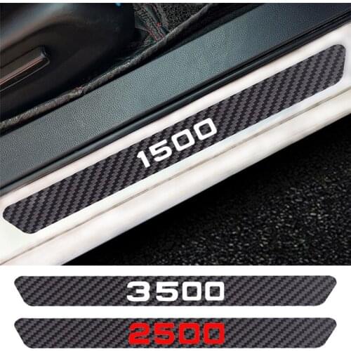4PCS Car Door Sill Anti kick Stickers Carbon Fiber Auto Door Sticker For Dodge RAM 1500 2500 3500 VIP Badge car Sticker