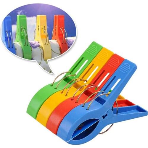 4pcs Windproof Clips Pegs For Clothes Beach Towel Home Drying Racks Large Clamps Clothes Clips Colour Clothespins Pinzas Ropa