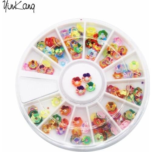 5mm New Flowers Resin Nail Decoration Rhinestone Charm 3d Nail Tips Sticker Wheel DIY Manicure Nail Accessories