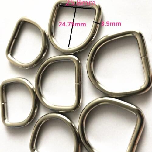 80 pcs 1" 25mm Silver Metal D Ring Heavy Duty Metal D-shaped buckle Unwelded Strapping Bag mountaineering backpack accessories