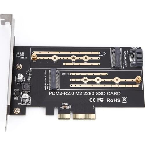 PCIE to M2/M.2 Adapter SATA M.2 SSD PCIE Adapter M.2 NVME to PCIE Adapter M+B Key SSD to PCI-E 3.0 X4 SATA Expansion Card