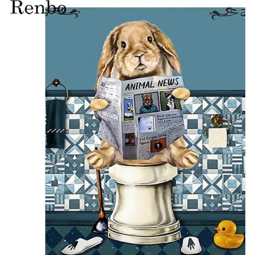 5D Diamond Painting Rabbit Toilet Diy Diamond Embroidery Full Square Drill Bathroom Diamond Mosaic Cross Stitch Decoration New