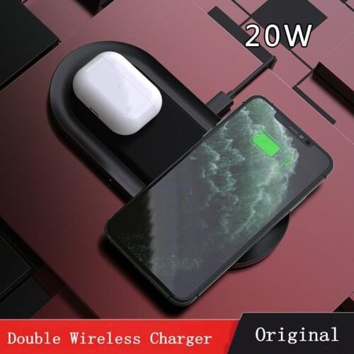 Wireless Charger 20W 2IN1 double Wireless Chargepad for iPhone Airpods 15W Fast Charging Wireless Charge Pad QI Enabled Devices