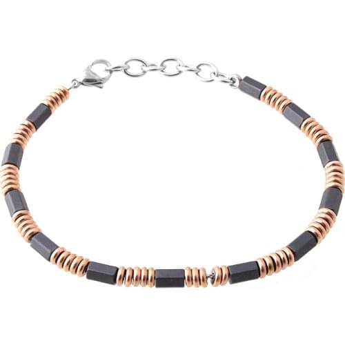 Stanless steel jewelry hematite beaded bracelet adjustable classic gift