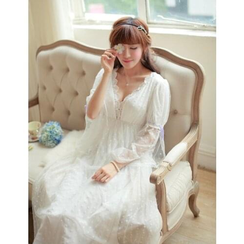 Noble Sleepwear Lace Dress Gown Elegant Nightgown Princess Dress Dress Vintage Lace Gown Bride Bridesmaid Nightgow High Quality
