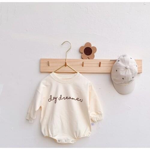 Newborn Baby Girls Letter Printing Bodysuit Autumn Toddler Baby Long Sleeve Jumpsuit Childrens Cotton Casual Clothes