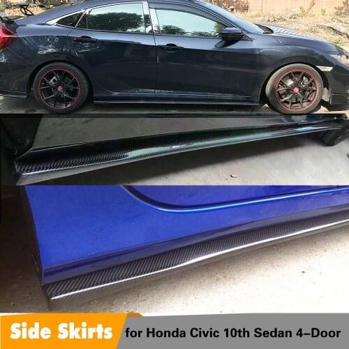 Carbon Fiber Side Skirts For Honda Civic 10th 2016-2019 Door Side Bumper Extenstion Lip Aprons Body Kits Car Accessories