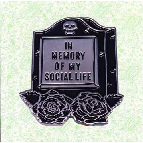 Headstone Tombstone with roses social events 2020 enamel pin celebrate the death of your social life with this Gravestone brooch