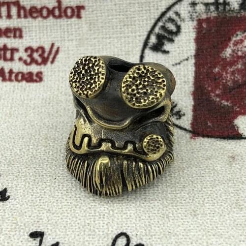 1PC EDC Paracord Beads Hellboy Skull Retro Brass Oxide Umbrella Rope Cord Lanyard Pendants Knife Beads Outdoor Accessories