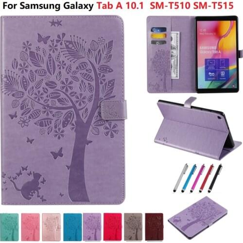 Leather Skin Capa Flip Stand Etui For Samsung Galaxy Tab A 10.1 Case 2019 T510 T515 Funda SM-T510 SM-T515 Cover 10 1 Coque +Pen