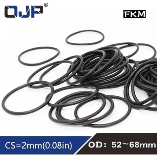 1PC Fluorine rubber Ring Black FKM O-ring Seal OD52/54/55/56/58/60/62/65/68*2mm O Ring Seal Gaskets Oil Ring Fuel Sealing Washer