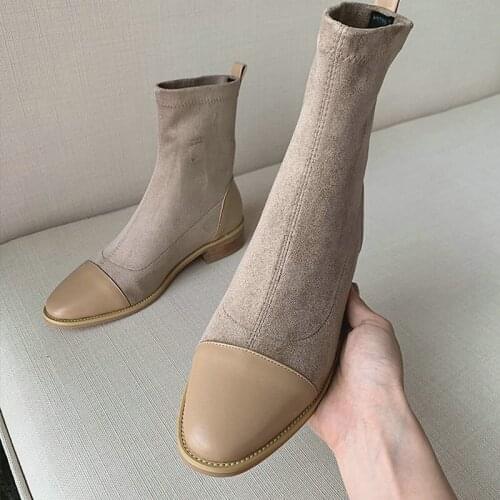 EshtonShero New Women boots pointed toe Square shoes autumn winter boots short ladies Western ankle boots for women Size 3-11