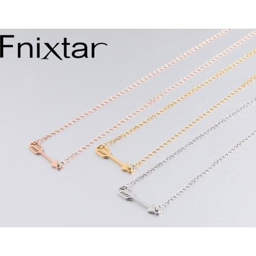 Fnixtar Stainless Steel Arrow Neckalce Minimalist Spear Necklace For Men Women Jewelry 2Piece/lot