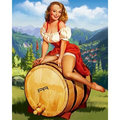 GG L0007 cross stitch Oil painting girl 11/ 14ct /16/28/27CT cloth cotton thread embroidery DIY handmade needlework