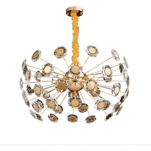 Postmodern Creative Crystal Chandeliers Designer Personality Living Room Restaurant Cafe Art Deco Dandelion Suspension Luminaire