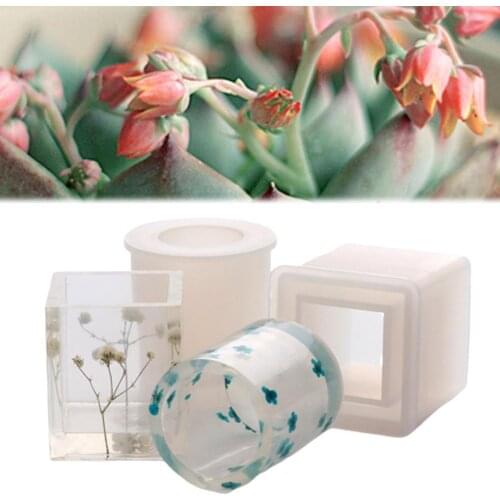 Round Square Shape Cement Succulent Pot in Flower Pots Mold Multifunctional DIY Silicone Mold Home Decoration a flower potmaceta