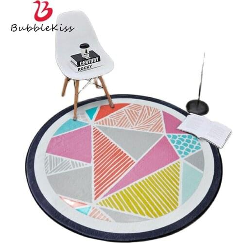 Bubble Kiss 2020 New Nordic Geometric Pattern Round Carpet Living Room Decoration Carpet Fashion Bedroom Rug Colorful Carpet