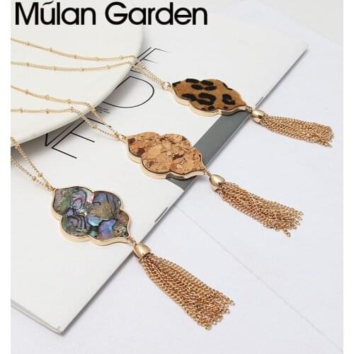 M&G Metal Tassel Neckalce for Women Snakeskin Leopard Shell Pendant Bohemian Necklace Fashion Jewelry Accessories New Year Gift