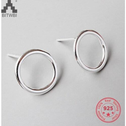 S925 Sterling Silver Fashion Personality Geometric Round Simple Hollow Earrings