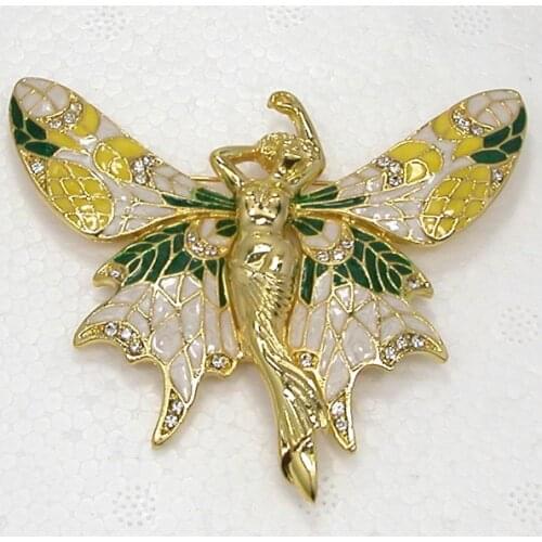 Fashion Clear Rhinestone Enamel Butterfly Pin brooches C877 A2