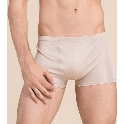 Male Mid-waist Boxers Men Underwear Boxer Shorts 100% Real Silk Double-sided Knitted Boxers Comfortable Health Breathable 9202