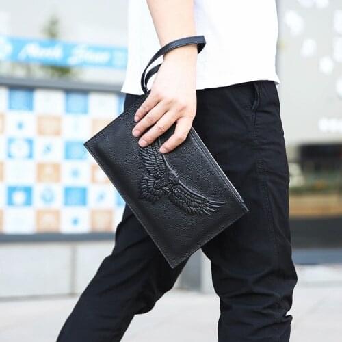 Mens genuine leather envelope bag new design day clutch male business handbag iPad messenger bag travel bag for man