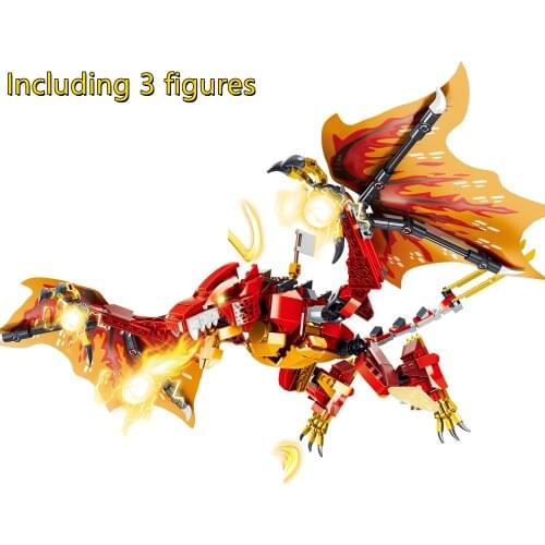 New 2021 Season 15 Fire Dragon Model Building Blocks Bricks Sets Classic Dolls Kids Toys For Children Gift