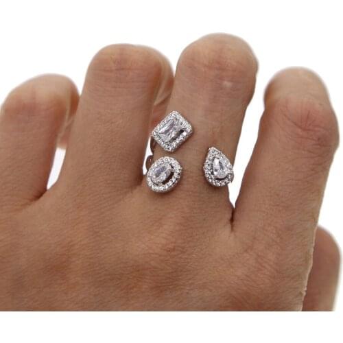 Wedding Crystal Silver Color Rings Leaf Engagement silver Color Cubic Zircon Ring Fashion New Arrived Bijoux For Women Jewelry