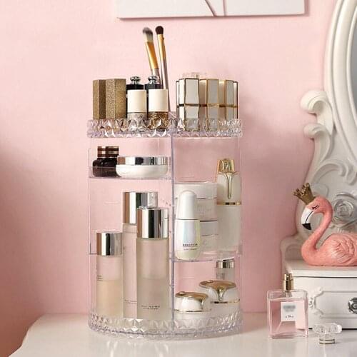 Organizer Cosmetic Storage Box 360 Rotating Crystal Adjustable Multifunction Detachable Jewelry Makeup Clear Organizer