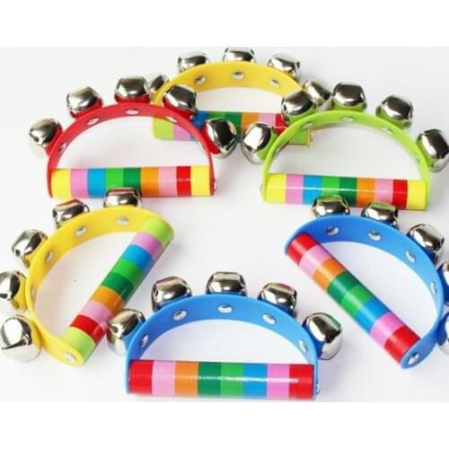 Random Colorful Baby Rattle Rainbow Cartoon Toy Kid Pram Crib Handle Wooden Activity Bell Stick Rattle Baby Gift