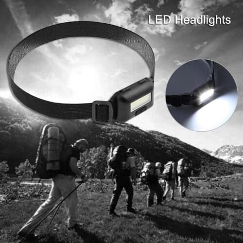 Portable Flashlight Lantern 3 Modes Waterproof COB LED Outdoors Headlight Headlamp Battery Camping Emergency Headlight Hiking