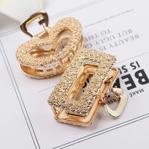 Korean Geometric Alloy Women Hair Claw Retro Hairpins For Women Metal Hair Clip Styling Tools Hair Accessories Headdress 2021